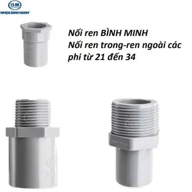 Nối ren trong,ren ngoài Bình Minh các loại phi 21,27,34